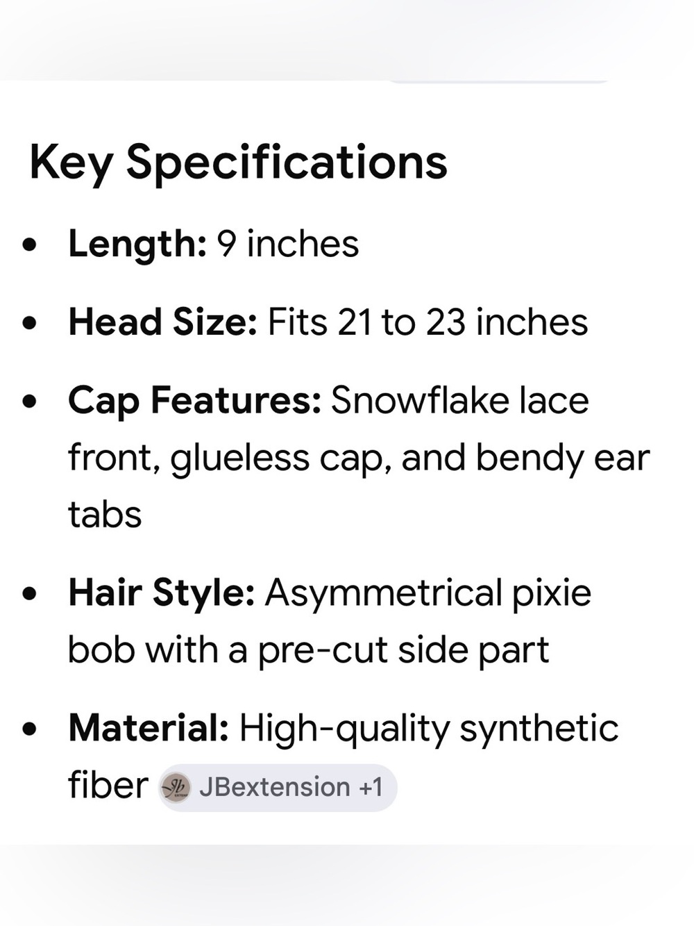 Short Bob Wig in Hazelnut with Snowflake Lace - Picture 8 of 8